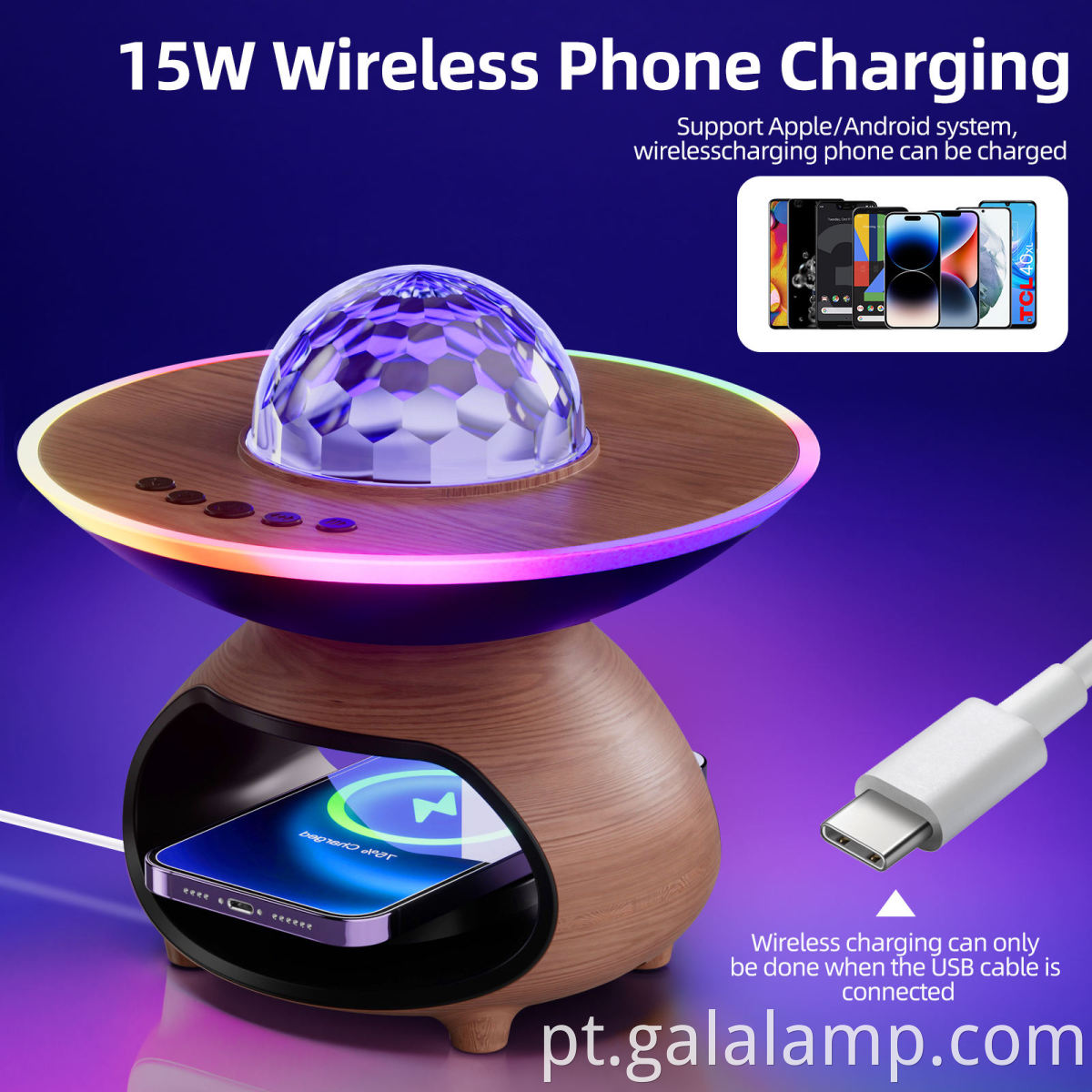 2-in-1 Wireless Charging & Projection Lamp